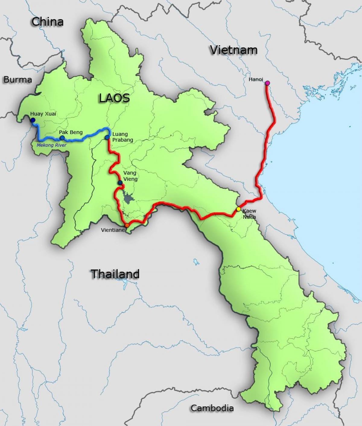 湄公河，在老挝地图
