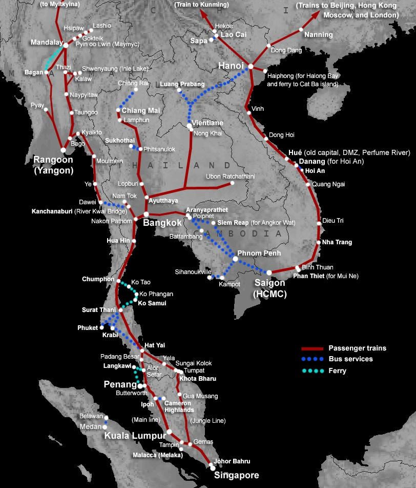 老挝铁路地图