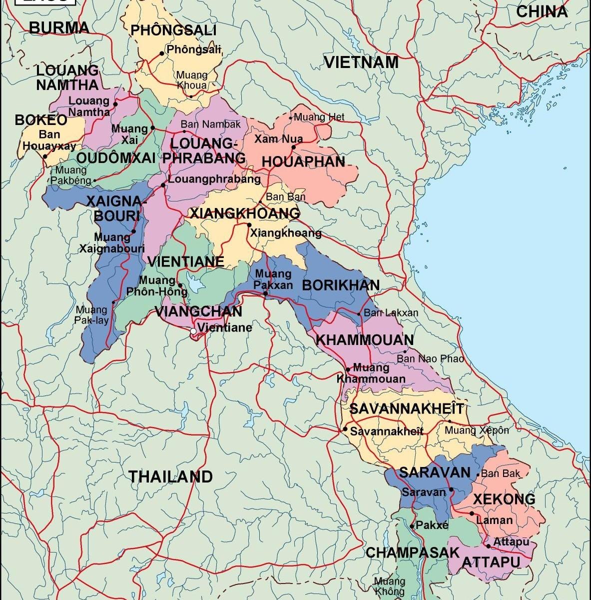 老挝政治地图