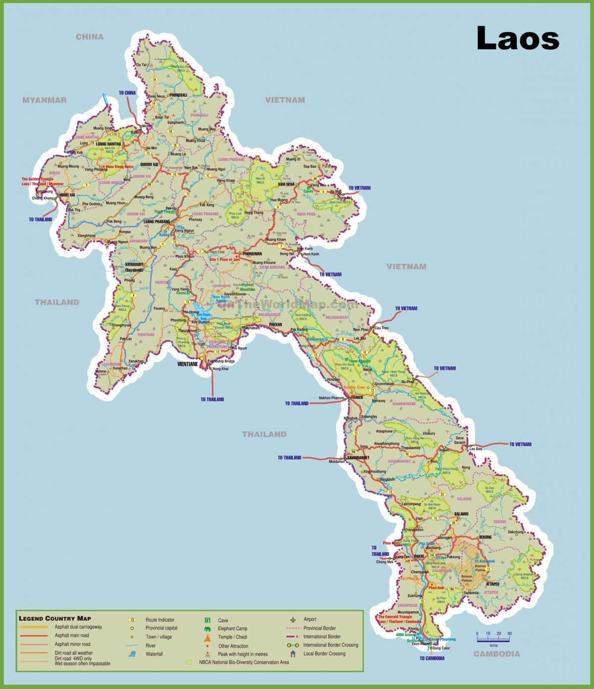 老挝旅游景点地图