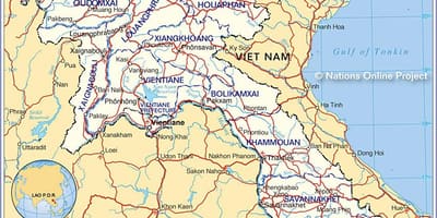 地图和老挝周边国家