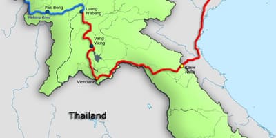 湄公河，在老挝地图