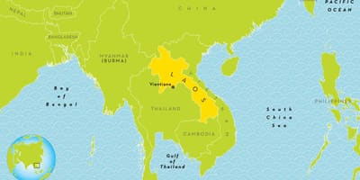 老挝在世界地图上的位置