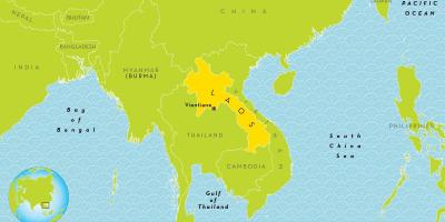 老挝在世界地图上的位置